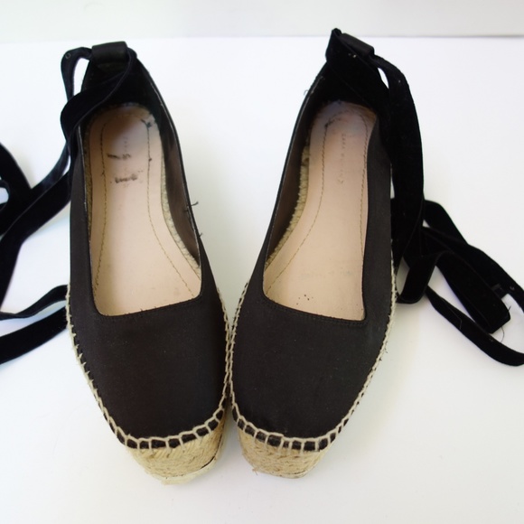 Black Satin Jute Espadrilles Platform Sandals  sz7 - Picture 6 of 10